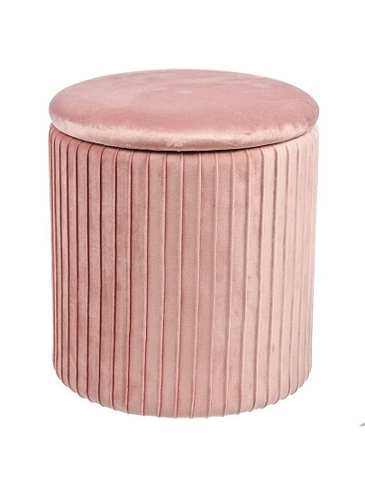 Пуф 32х32х35 см, МДФ, ткань, велюр, до 110 кг, круглый, розовый, Люкс, L030006