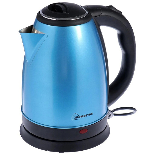 Чайник электрический Homestar, HS-1010, синий, 1.8 л, 1500 Вт, скрытый нагревательный элемент, нержавеющая сталь