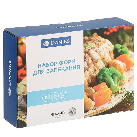 Набор форм для запекания сталь, 34×24×4.5, 18×6.8, 23.2х22.2х5 см, сер, Daniks