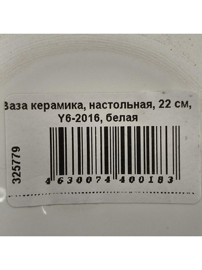 Ваза керамика, настольная, 22 см, Y6-2016, белая