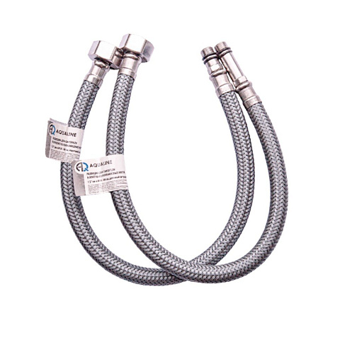 Подводка для воды М10-1/2"х0.5 м, пара, сталь, полиамид, AquaLine