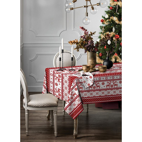 Скатерть 145х180 см, 100% хлопок, рогожка, Winterland, Тироль, 670928