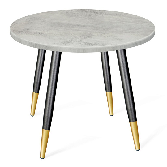 Стол 80х80х75.5 см, металл, МДФ, черный муар/золото/бетон светлый, Sheffilton, SHT-TU14/80, SHT-T49