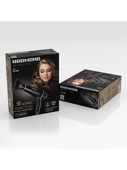 Фен Redmond, RF-536, 2000 Вт, ионизация, 3 режима, 2 скорости, черный