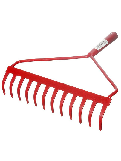 Грабли прямые, 12 зуб, металл, 34 см, Инструм-Агро, с выносной тулейкой, садовые, 010715