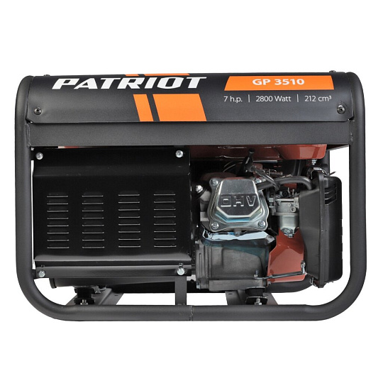 Генератор бензиновый, Patriot, GP 3510, 2.8 кВт, четырехтактный, 7 л.с., 16 А, выход 12 В, ручной стартер, 474101535