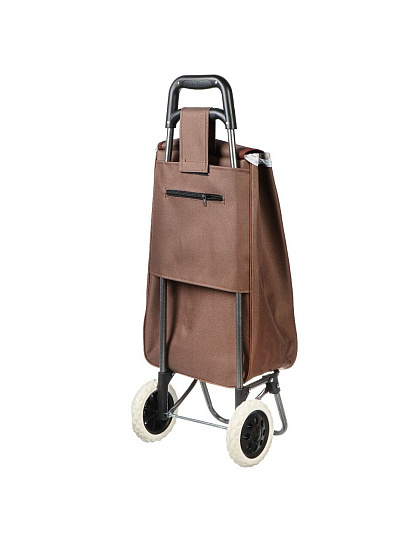 Тележка хозяйственная 89х34х28 см, металл, 30 кг, коричневая, складная, с сумкой, T2023-038