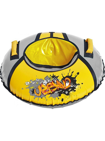 Санки-ватрушка Nika, Граффити, 70 см, 70 кг, с буксировочным тросом, с ручками, желтый, серебро, ТБ1КР-70/ГФ2