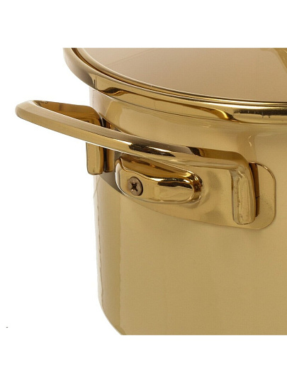 Кастрюля эмалированная сталь, 4 л, крышка стекло, ручки золото, RasheL, Gold, R-07720, кремовая, индукция
