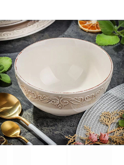 Салатник керамика, круглый, 15х7 см, Антика, Daniks, бежевый