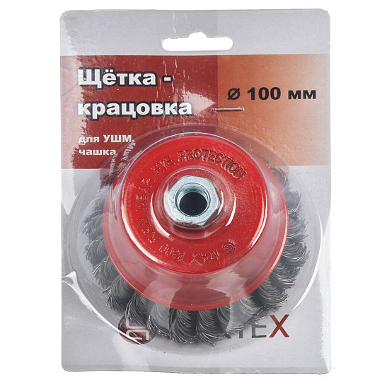 Щетка для УШМ Bartex, 100 мм, чашка, крученая проволока, гайка М14, 997100