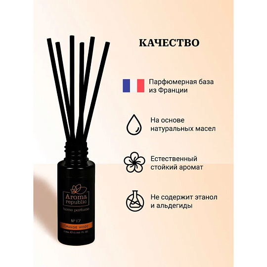 Аромадиффузор Aroma republic, 20 мл, 4х5х17 см, №17 Orange wood, 91013