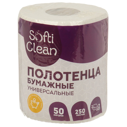 Полотенце бумажное 2 сл, 1 рулон, 50 м, Softi Clean, 4658