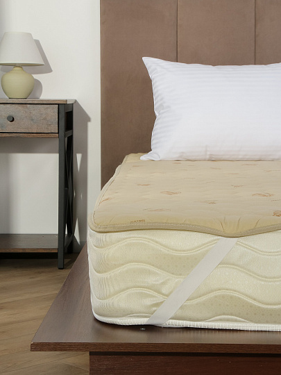 Наматрасник 90х200 см, бязь, Овечья шерсть, на резинке, Бэлио, стеганый, НОШ-90