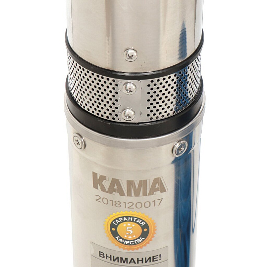 Насос скважинный, Кама, 1 1/4 '', нижний забор, 30 м, 550 Вт, диаметр 95 мм, глубина погружения 35 м, максимальный напор 50 м, 4.5 м³/ч, 95НПС8-0,55-2/40