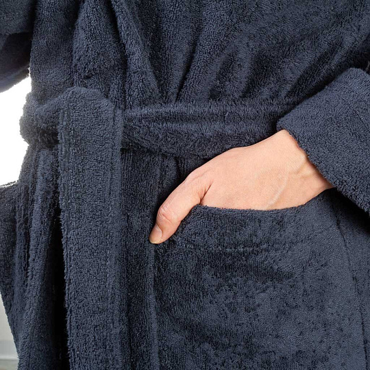 Халат мужской, махровый, 100% хлопок, темно-серый, L-XL, 48-50, Silvano