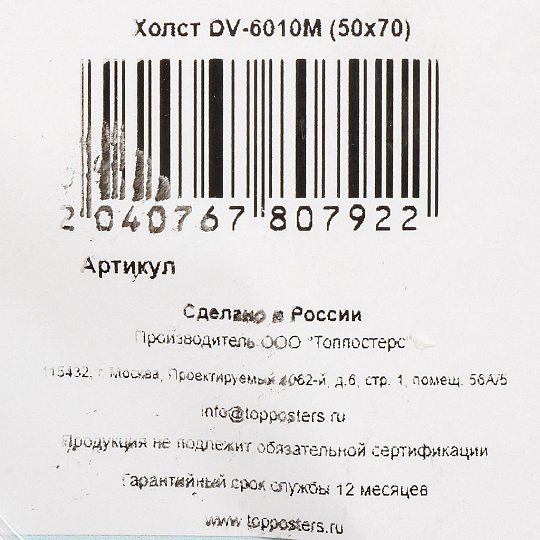 Картина холст, 70х50 см, DV-6010M