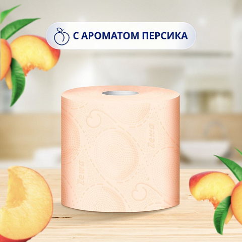 Туалетная бумага Zewa, Deluxe, 3 слоя, 4 шт, 18.8 м, с втулкой, персик