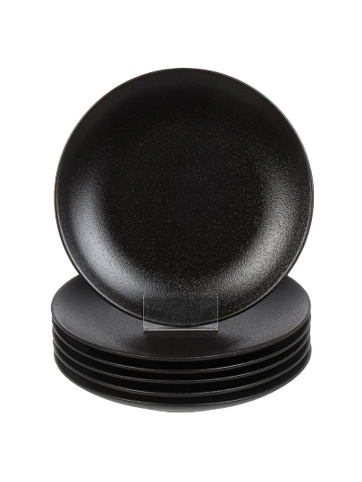 Набор тарелок керамика, 6 шт, 20 см, круглый, Крафт, Daniks, Y4-8358, черный