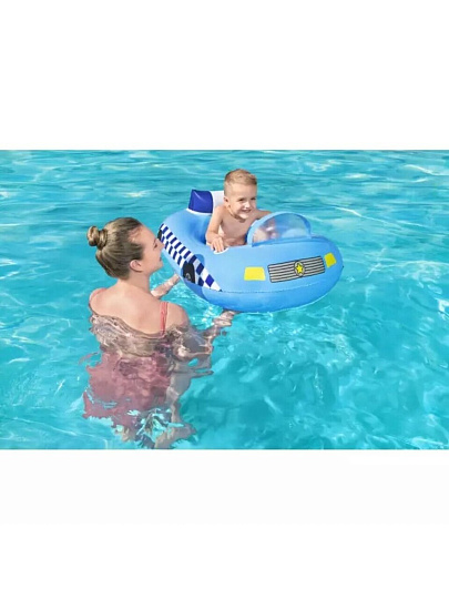 Игрушка для плавания 97х74 см, Bestway, Лодочка Полицейская, со встроенным динамиком, голубая, 34153