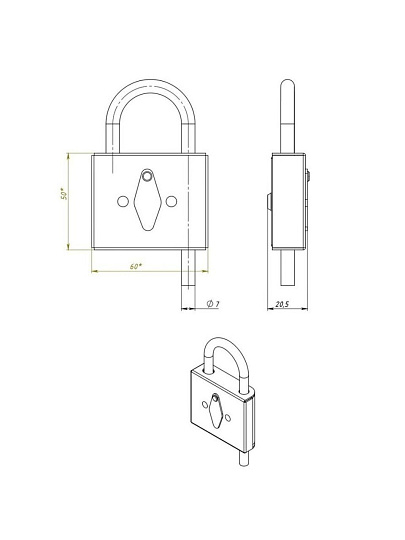 Замок навесной Кунгур, ВС-5, 3208, навесной, сувальдный, цинк, 2 ключа