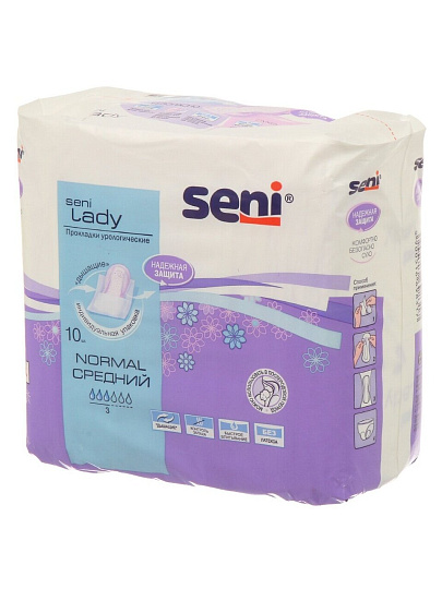 Прокладки женские Bella, Seni Lady Normal, дневные, 10 шт, урологические, SE-095-NO10-RJ1