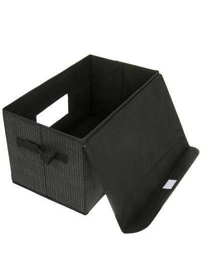 Кофр для хранения, с крышкой, складной, 40х24х23 см, черная клетка, A190055