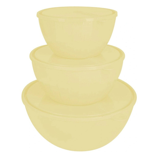 Салатник пластик, круглый, 3 шт, 5, 2.8, 1.7 л, с крышкой, Bono, Giaretti, GR1871, в ассортименте