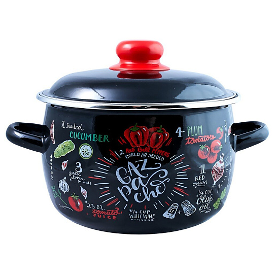 Кастрюля эмалированная сталь, 5.5 л, крышка сталь, сферический, Appetite, Gazpacho, 1RC221M, индукция