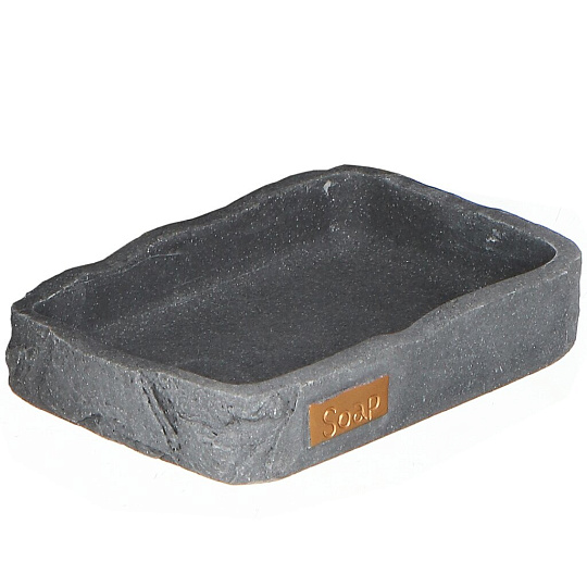 Мыльница настольная, полистоун, 12.7x8.8x2.6 см, серая, RE1416AA-SD