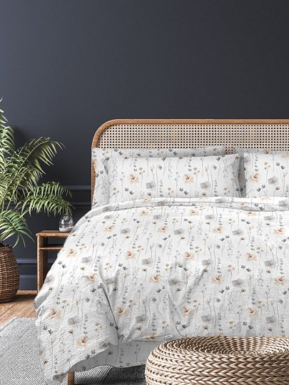 Постельное белье евро, 2 наволочки 50х70 см, пододеяльник 200х215 см, Silvano, поплин, 20462