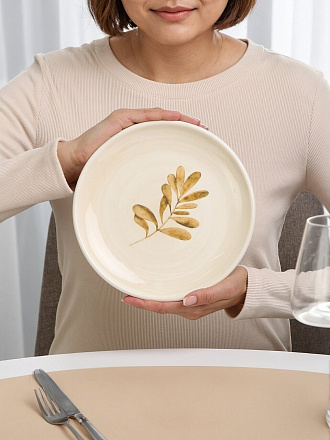 Тарелка доломит, 21х21х2.3 см, круглая, Pollen, Daniks