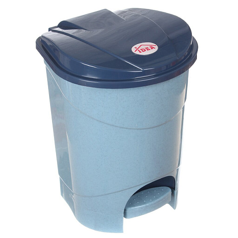 Контейнер для мусора пластик, 7 л, квадратный, педаль, голубой мрамор, Idea, М2890