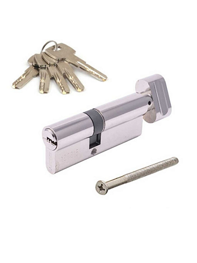 Личинка замка двери Apecs, SM-80(35/45C)-C-NI, 28621, 80 мм, с заверткой, никель