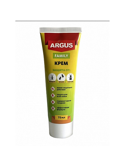 Репеллент от комаров, крем, для всей семьи, Argus, 75 мл, AR-6090