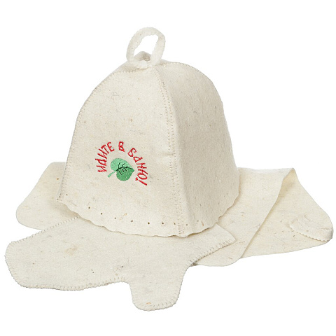 Набор для бани 3 предмета, шапка, рукавица, коврик, Бацькина Баня, Идите в баню, 13002