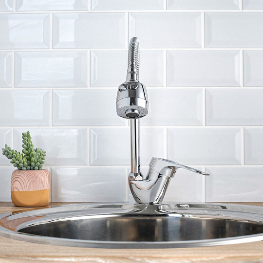 Смеситель для кухни, РМС, гибкий излив, с картриджем, хром, SL55-016F