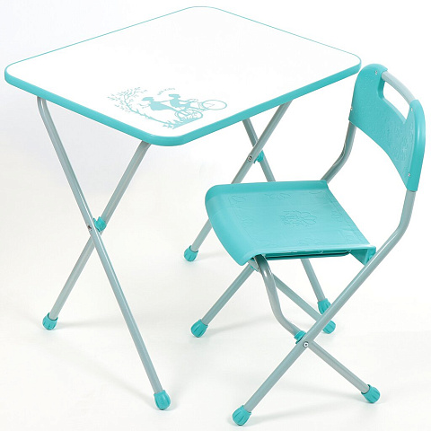 Мебель детская Nika, стол+стул мягкая, Ретро, бирюзово-белая, КПР/2
