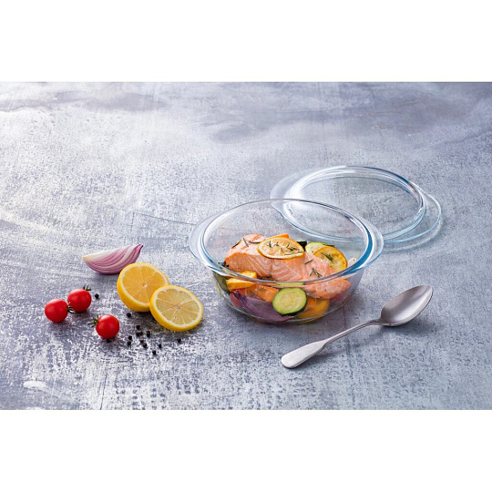 Кастрюля стекло, 27х11 см, 2.1 л, круглая, с крышкой, Pyrex, Essentials, 204A000/7343