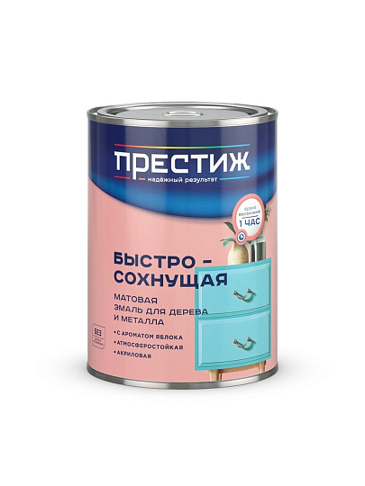 Эмаль Престиж, Стандарт, быстросохнущая, акриловая, матовая, черная, 0.9 кг