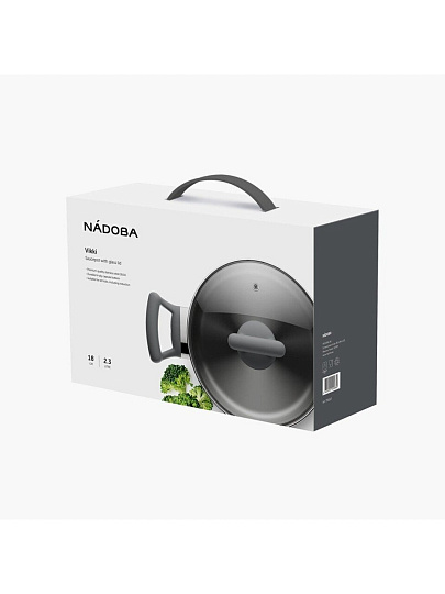 Кастрюля нержавеющая сталь, 2.3 л, крышка стекло, бакелитовая ручка, Nadoba, Vikki, 796113, индукция