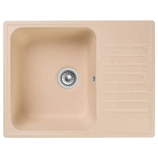 Мойка кухонная врезная, GranFest, Quarz, кварцевый песок, 618х477 мм, без сифона, бежевая, GF-Z13