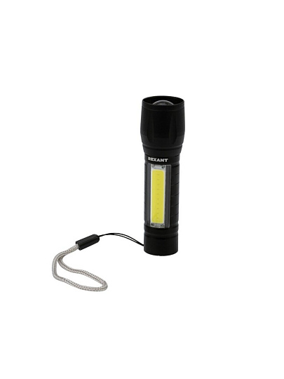 Фонарь ручной, встроенный аккумулятор, Rexant, зарядка от USB, алюминий, 75-714