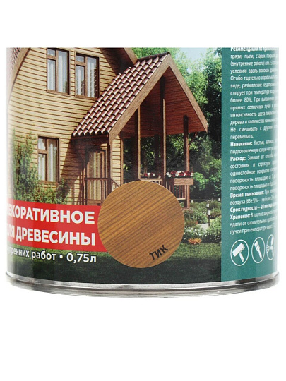 Защитно-декоративное покрытие Русские узоры, для дерева, тик, 0.7 л