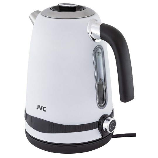 Чайник электрический JVC, JK-KE1730 white, 1.7 л, 2200 Вт, скрытый нагревательный элемент, нержавеющая сталь