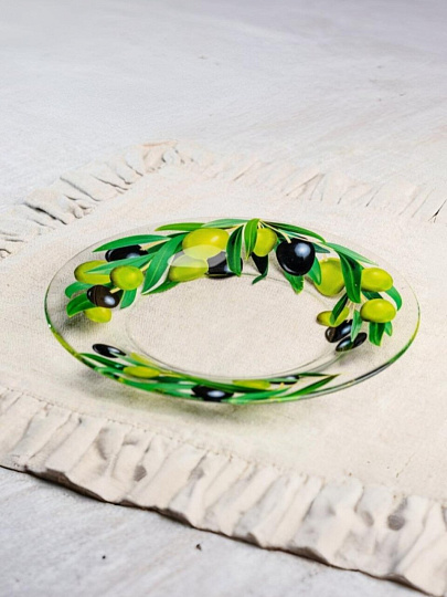 Тарелка сервировочная, стекло, 19.5 см, круглая, Оливки, Декостек, 327/1-Д