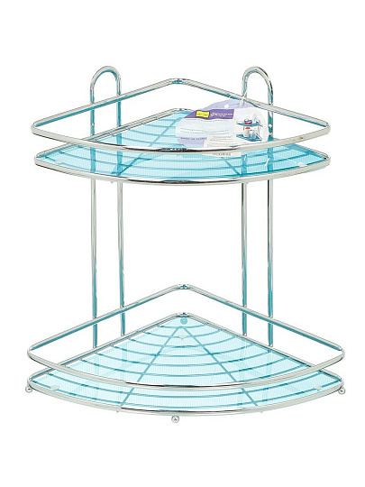 Полка для ванной металл, настенная, 2 яруса, угловая, 33х23 см, хром, Y3-763