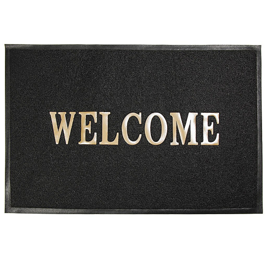 Коврик грязезащитный, 60х90 см, прямоугольный, резина, черный, Welcome, ComeForte, WM-13