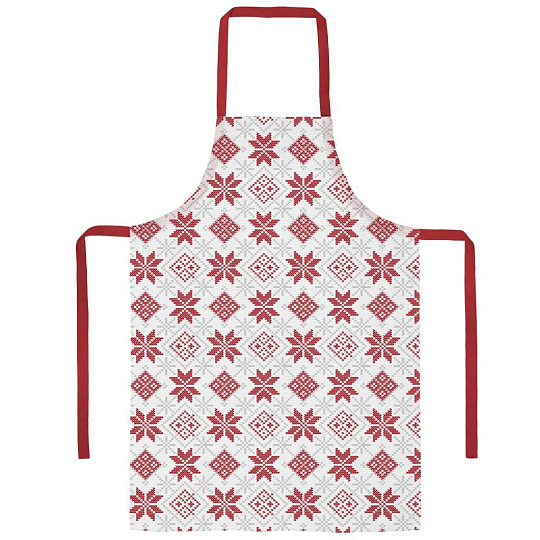 Фартук 60х70 см, 100% хлопок, рогожка, без кармана, Winterland, Снежный калейдоскоп белый, белый, 670939