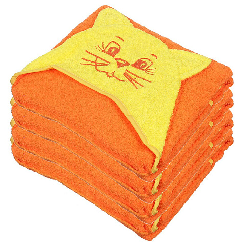 Полотенце детское 75х140 см, оранжевое, Вышневолоцкий текстиль, Уголок с вышивкой Летучая мышь, Россия